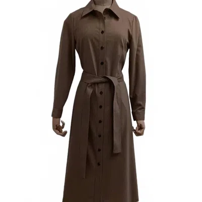 Lafayette 148 Women's Flannel Shirt Dress In Camel Melange In Brown