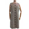Lafayette 148 Women's Linen-blend Sleeveless Button Front Dress In Grey In Gray