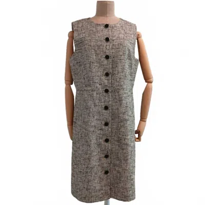 Lafayette 148 Women's Linen-blend Sleeveless Button Front Dress In Grey In Gray