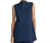 Lafayette 148 Women's Matte Crepe Mockneck Tunic In Lido Blue In Blue