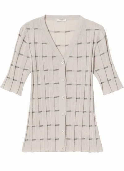 Lafayette 148 Women's Plaited Ribbed Stripe Cardigan In Pearl Multi In Neutral