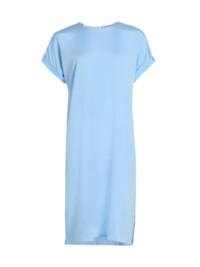 Lafayette 148 Women's Stretch Silk Georgette T-shirt Dress In Blue