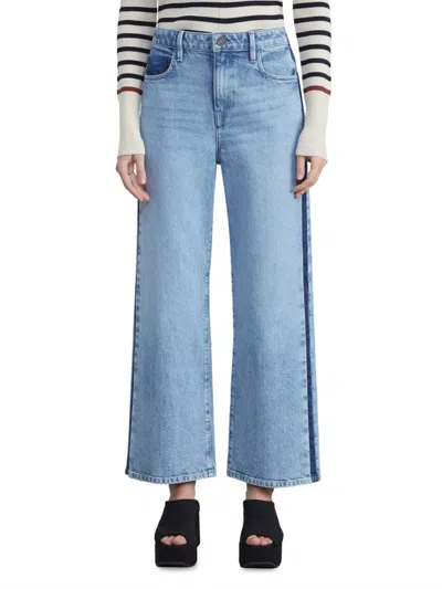 Lafayette 148 Women's Wyckoff Wash Block High-rise Cropped Wide-leg Jeans In Stonewash Blue