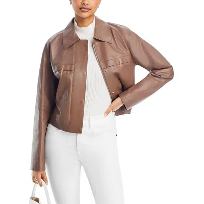 Lafayette 148 Zip-front Leather Bomber Jacket In Multi