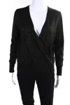 Lafayette 148 Womens Metallic Wrap Sweater Blouse Black Gold In Black