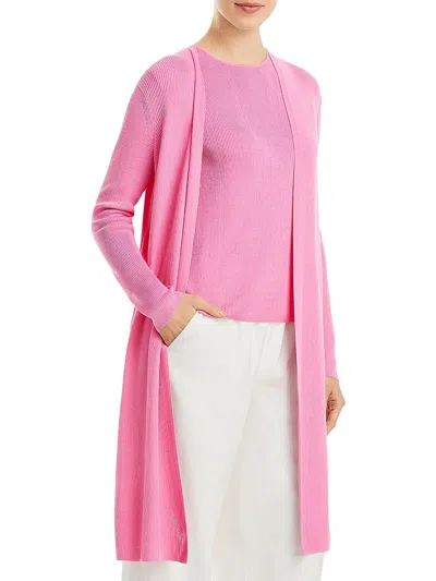 Lafayette 148 Womens Open Front Long Duster Sweater In Pink
