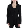 Lafayette 148 Womens Shoulder Pads Long Sleeve One-button Blazer In Black