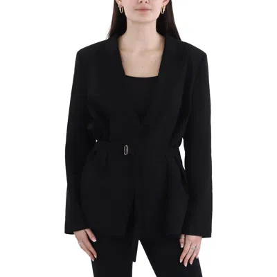 Lafayette 148 Womens Shoulder Pads Long Sleeve One-button Blazer In Black
