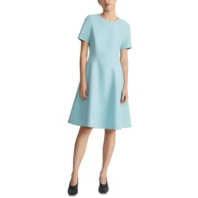 Lafayette 148 Womens Wool Knee-length Mini Dress In Blue