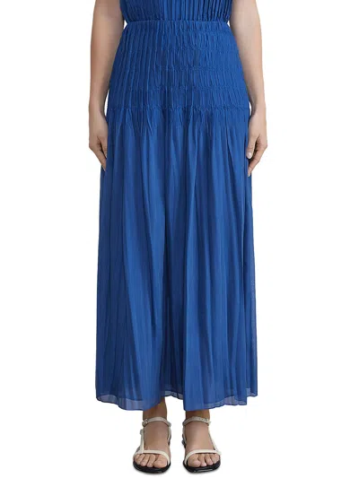 Lafayette 148 Womens Yoke Long Maxi Skirt In Blue
