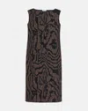 Lafayette 148 Wood Grooves Pleated Lace Midi Dress In Wood Multi In Wood