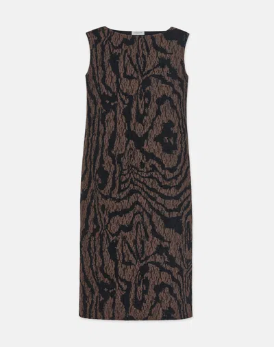 Lafayette 148 Wood Grooves Pleated Lace Midi Dress In Wood Multi