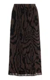 Lafayette 148 Plisse Pull-on Midi Skirt In Wood Multi