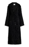 Lafayette 148 Wood Grooves Silk-blend Jacquard Coat In Black