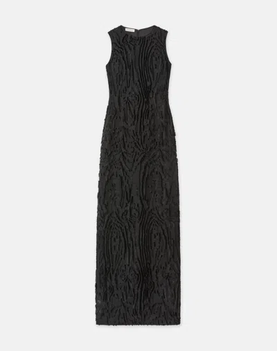 Lafayette 148 Wood Grooves Viscose-silk Clipped Jacquard Sheath Gown In Black