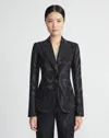 LAFAYETTE 148 WOOD GROOVES WOOL-SILK JACQUARD BLAZER