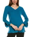 Lafayette 148 New York Wool & Cashmere-blend V-neck Sweater In Blue