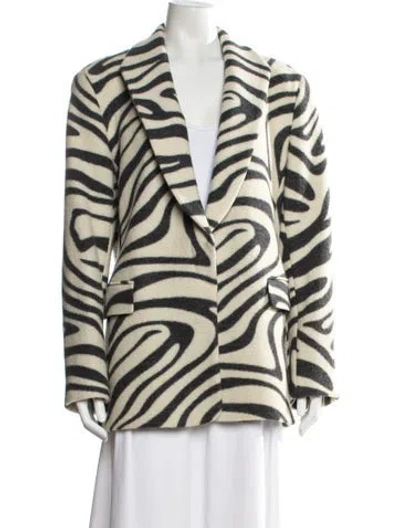 Pre-owned Lafayette 148 Wool Animal Print Blazer In Multi
