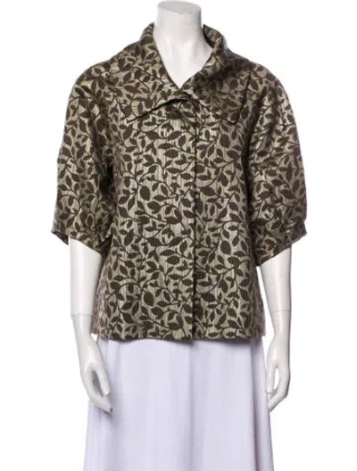 Pre-owned Lafayette 148 Wool Animal Print Jacket In Neutral