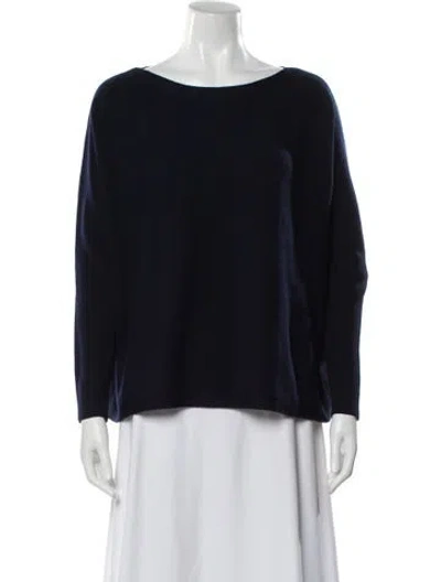 Pre-owned Lafayette 148 Wool Bateau Neckline Sweater In Blue