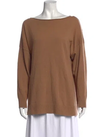 Pre-owned Lafayette 148 Wool Bateau Neckline Sweater In Brown