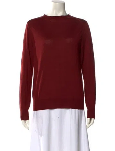 Pre-owned Lafayette 148 Wool Bateau Neckline Sweater In Burgundy