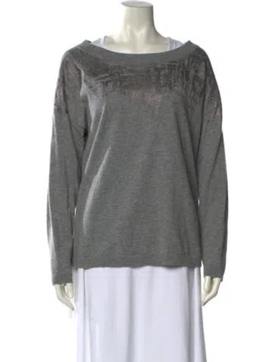 Pre-owned Lafayette 148 Wool Bateau Neckline Sweater In Gray