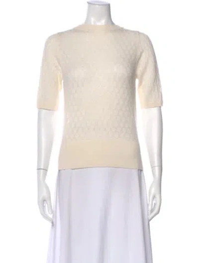 Pre-owned Lafayette 148 Wool Bateau Neckline Sweater In Neutral