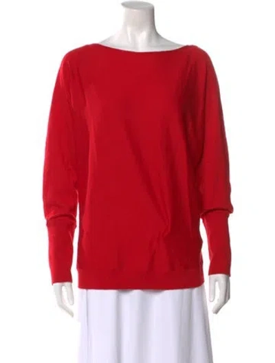 Pre-owned Lafayette 148 Wool Bateau Neckline Sweater In Red