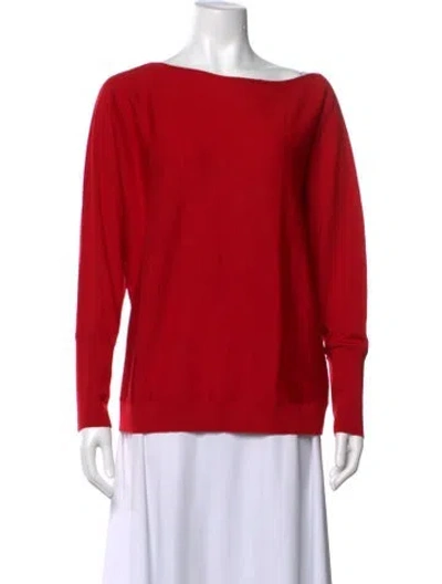 Pre-owned Lafayette 148 Wool Bateau Neckline Sweater In Red