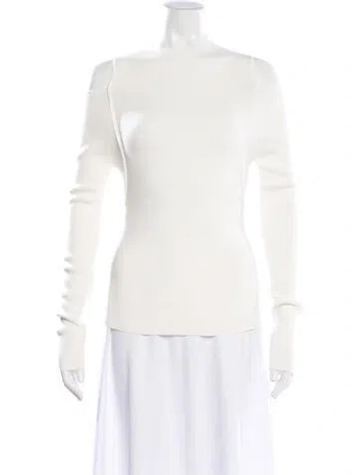Pre-owned Lafayette 148 Wool Bateau Neckline Sweater In White