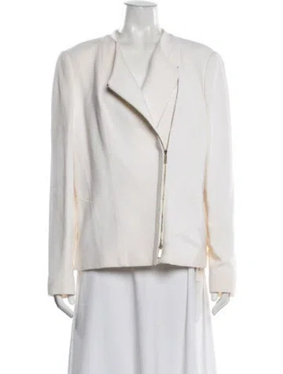 Pre-owned Lafayette 148 Wool Biker Jacket W/ Tags In Neutrals