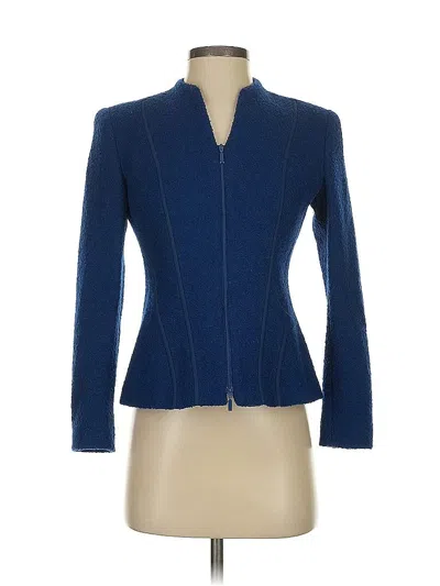 Pre-owned Lafayette 148 Wool Blazer Jacket In Blue