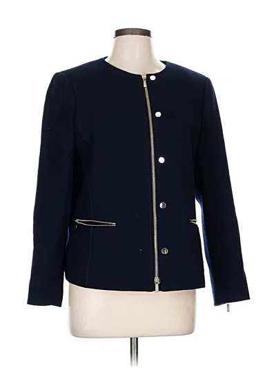 Pre-owned Lafayette 148 Wool Blazer Jacket In Blue