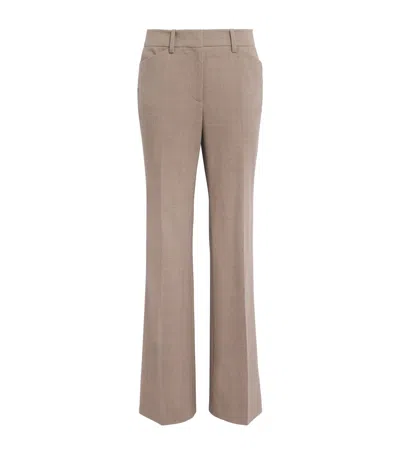 Lafayette 148 Wool-blend Reade Straight Trousers In Brown