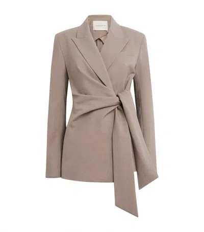 Lafayette 148 Wool-blend Side-tie Blazer In Brown