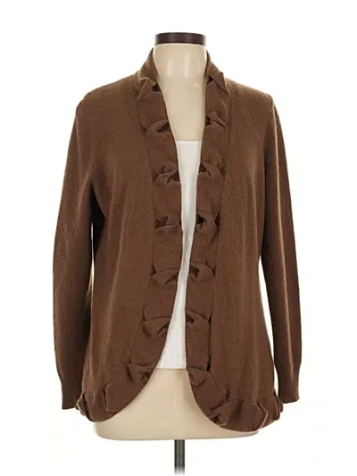 Pre-owned Lafayette 148 Wool Cardigan Sweater In Brown