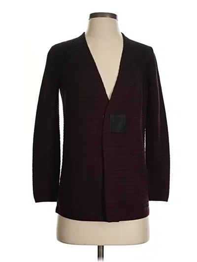 Pre-owned Lafayette 148 Wool Cardigan Sweater In Burgundy
