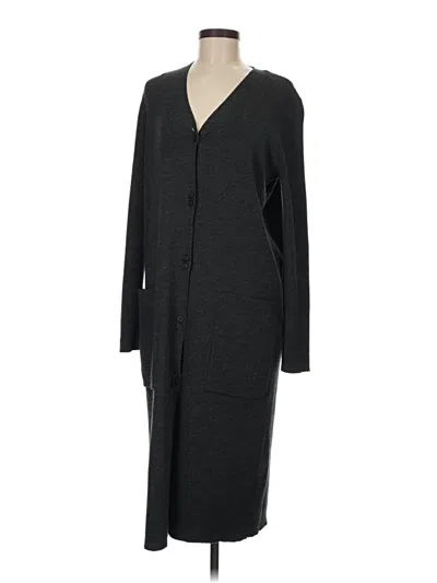 Pre-owned Lafayette 148 Wool Cardigan Sweater In Gray