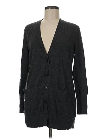 Pre-owned Lafayette 148 Wool Cardigan Sweater In Gray