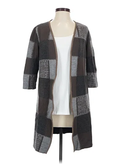 Pre-owned Lafayette 148 Wool Cardigan Sweater In Gray