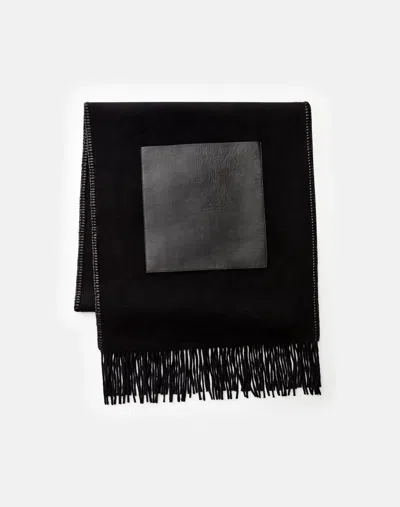 Lafayette 148 Wool-cashmere & Leather Pocket Shawl In Black