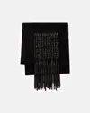Lafayette 148 Wool-cashmere & Macramé Leather Pocket Shawl In Black