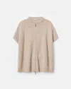 Lafayette 148 Wool-cashmere Basket Stitch Zip Front Poncho In Brown