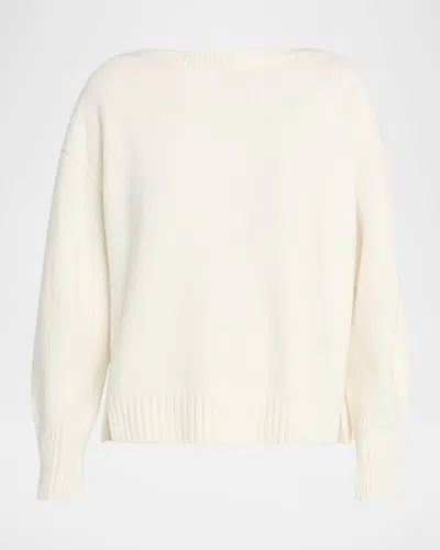 Lafayette 148 Wool-cashmere Bateau-neck Sweater In White