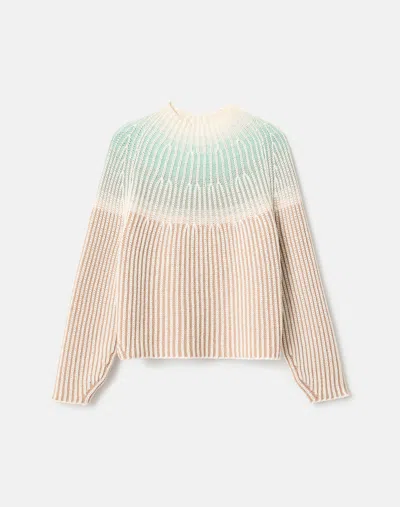 Lafayette 148 Wool Cashmere Cotton Ribbed Fair Isle Sweater In Brown