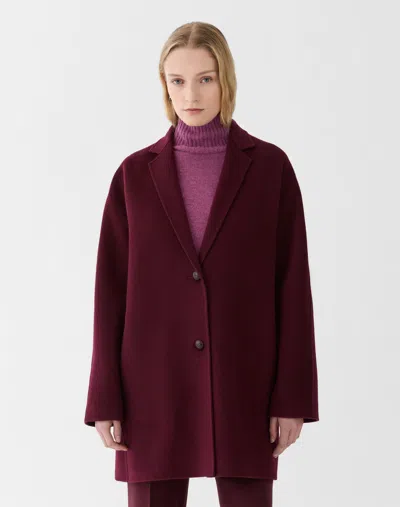 Lafayette 148 Wool Cashmere Double Face Car Coat In Aubergine