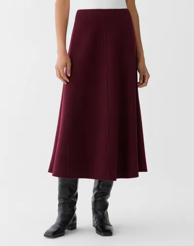 Lafayette 148 Wool Cashmere Double Face Flared Midi Skirt In Aubergine