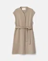 Lafayette 148 Wool-cashmere Double Face Open Front Belted Vest In Neutral