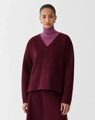 Lafayette 148 Wool Cashmere Double Face Popover Blouse In Burgundy